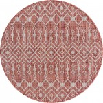 Rug Unique Loom Outdoor Trellis Rust Red Round 3' 3 x 3' 3