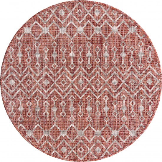 Rug Unique Loom Outdoor Trellis Rust Red Round 3' 3 x 3' 3