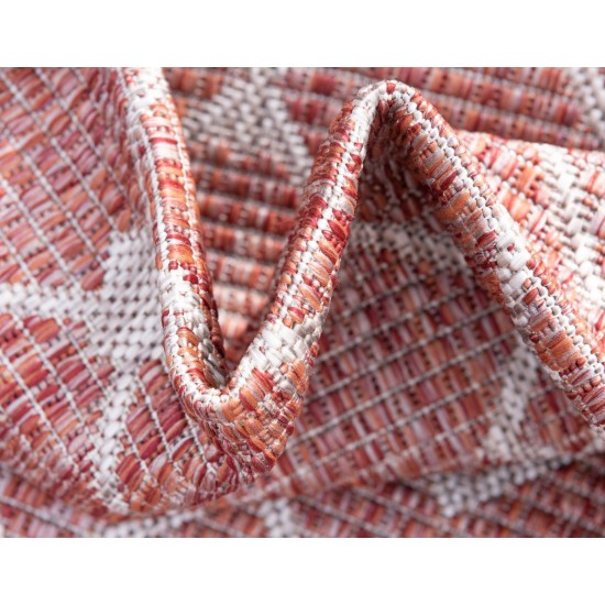 Rug Unique Loom Outdoor Trellis Rust Red Round 3' 3 x 3' 3