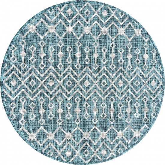 Rug Unique Loom Outdoor Trellis Teal Round 3' 3 x 3' 3