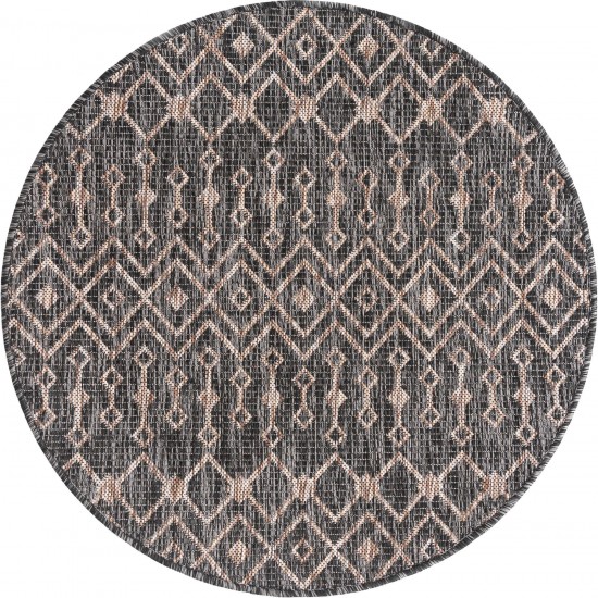 Rug Unique Loom Outdoor Trellis Charcoal Gray Round 3' 3 x 3' 3