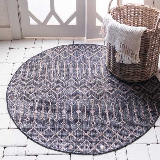 Rug Unique Loom Outdoor Trellis Charcoal Gray Round 3' 3 x 3' 3