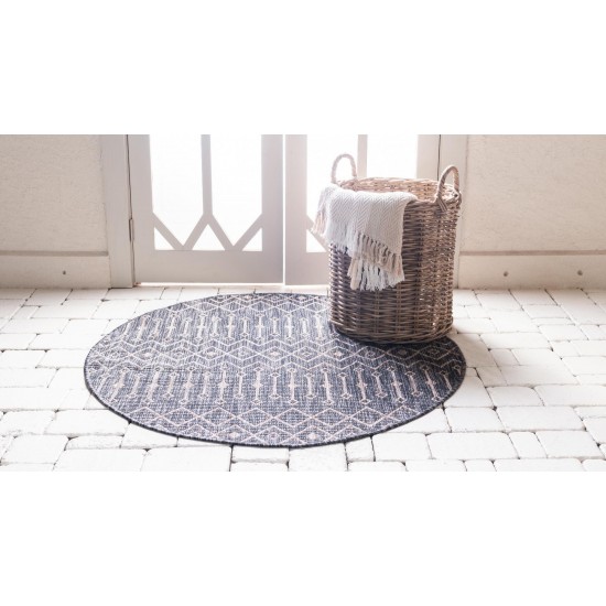 Rug Unique Loom Outdoor Trellis Charcoal Gray Round 3' 3 x 3' 3