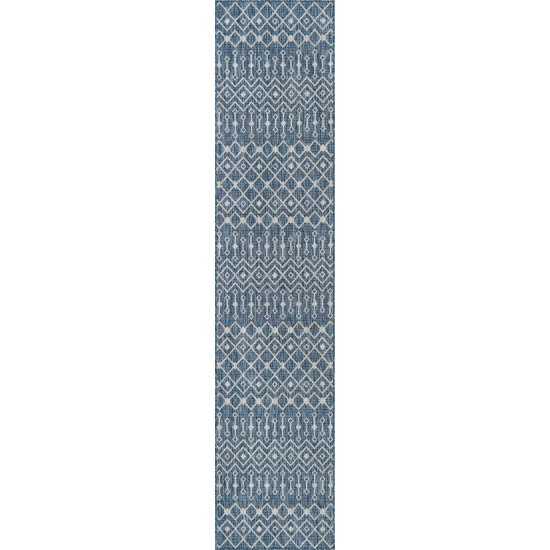 Rug Unique Loom Outdoor Trellis Blue Runner 2' 7 x 12' 0