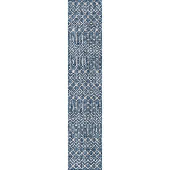 Rug Unique Loom Outdoor Trellis Blue Runner 2' 0 x 10' 0