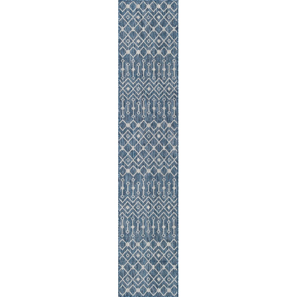 Rug Unique Loom Outdoor Trellis Blue Runner 2' 0 x 10' 0