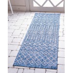 Rug Unique Loom Outdoor Trellis Blue Runner 2' 0 x 10' 0