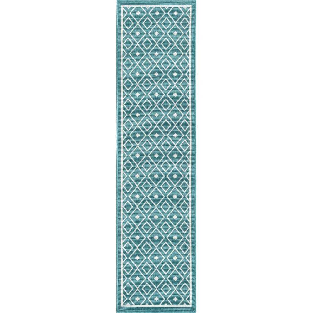 Rug Unique Loom Outdoor Trellis Teal Runner 2' 0 x 8' 0 Rug Unique Loom Outdoor Trellis Teal Runner 2' 0 x 8' 0
