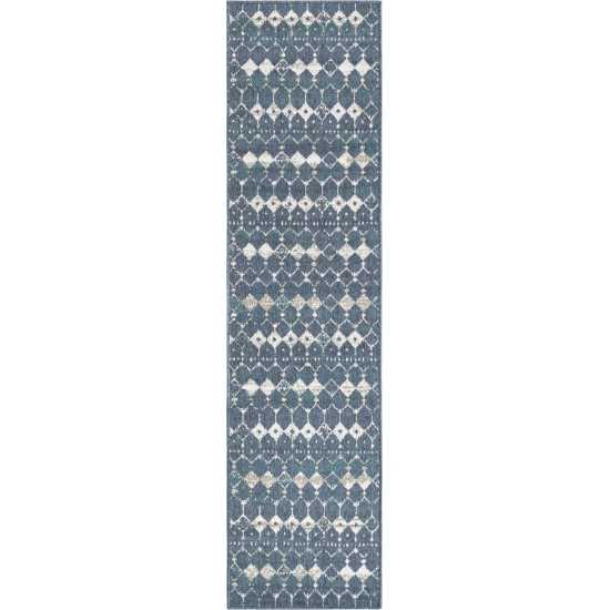 Rug Unique Loom Outdoor Trellis Navy Blue Runner 2' 0 x 8' 0