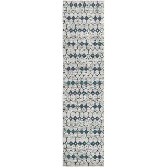 Rug Unique Loom Outdoor Trellis Ivory/Blue Runner 2' 0 x 8' 0