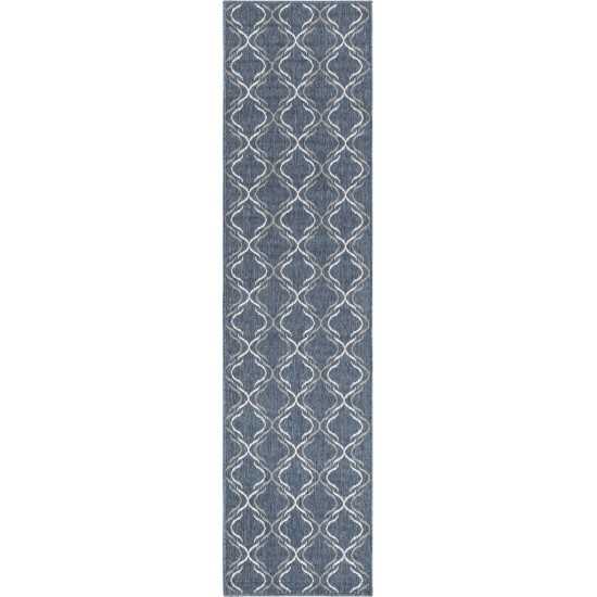 Rug Unique Loom Outdoor Trellis Navy Blue Runner 2' 0 x 8' 0