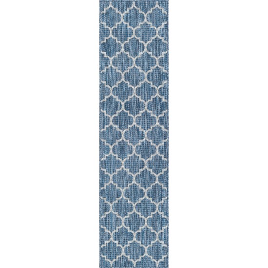 Rug Unique Loom Outdoor Trellis Navy Blue Runner 2' 0 x 8' 0