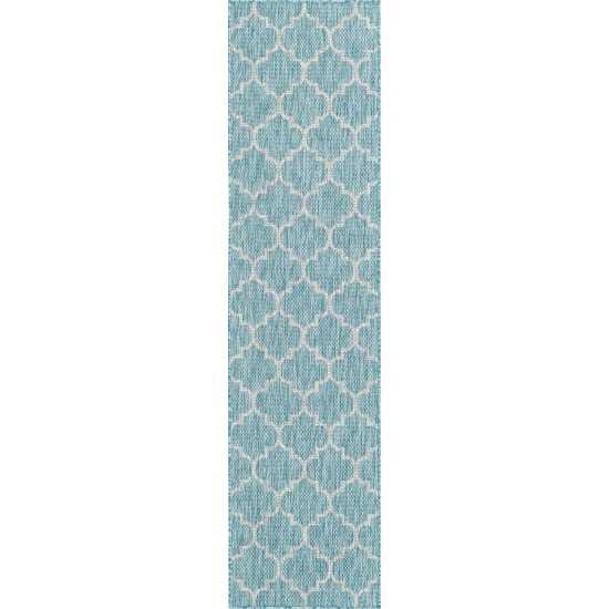 Rug Unique Loom Outdoor Trellis Aquamarine Runner 2' 0 x 8' 0