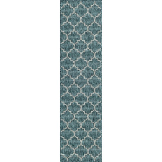 Rug Unique Loom Outdoor Trellis Teal Runner 2' 0 x 8' 0