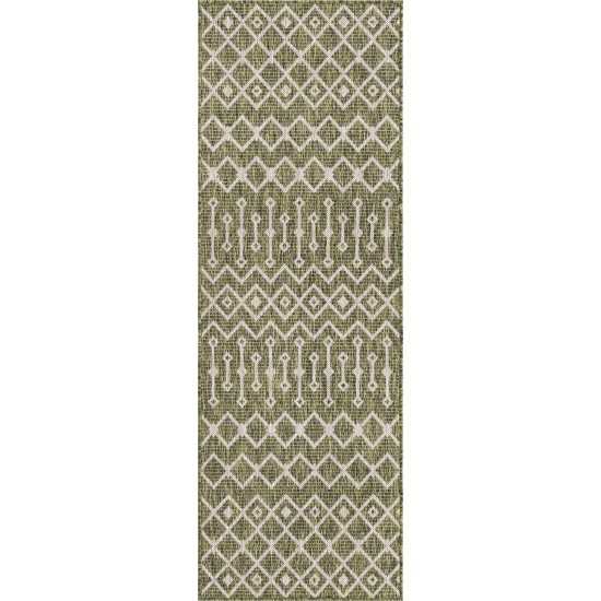 Rug Unique Loom Outdoor Trellis Green Runner 2' 0 x 8' 0