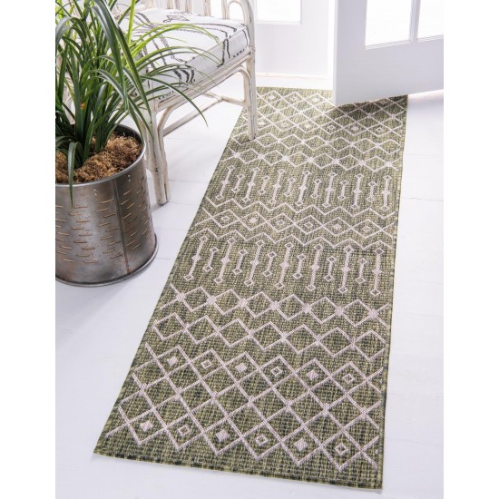 Rug Unique Loom Outdoor Trellis Green Runner 2' 0 x 8' 0