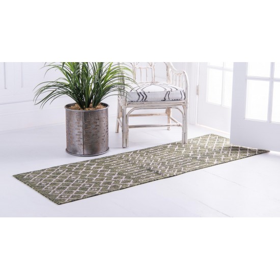 Rug Unique Loom Outdoor Trellis Green Runner 2' 0 x 8' 0