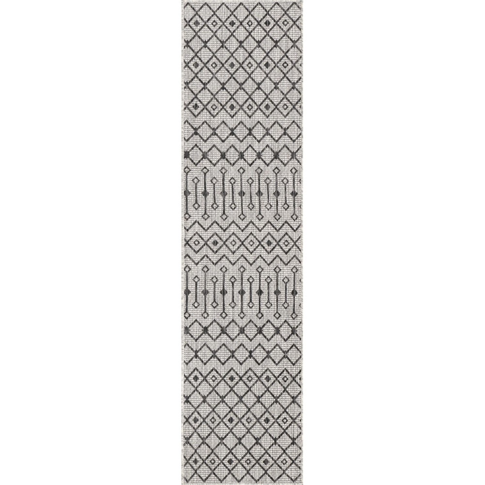 Rug Unique Loom Outdoor Trellis Light Gray Runner 2' 0 x 8' 0