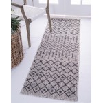 Rug Unique Loom Outdoor Trellis Light Gray Runner 2' 0 x 8' 0