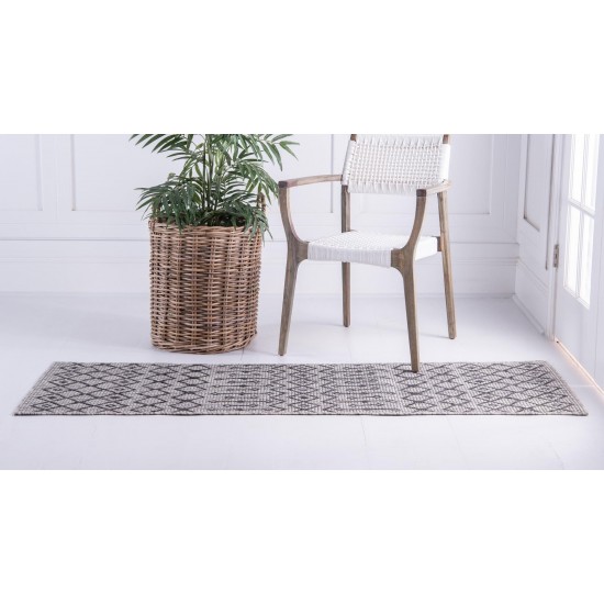 Rug Unique Loom Outdoor Trellis Light Gray Runner 2' 0 x 8' 0