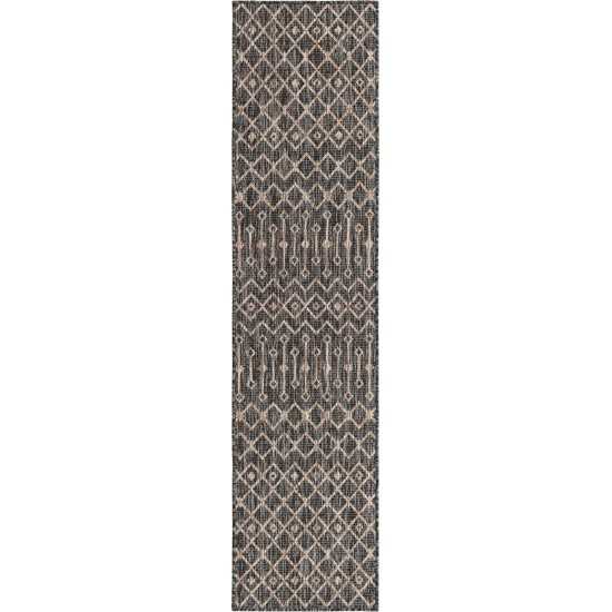 Rug Unique Loom Outdoor Trellis Charcoal Gray Runner 2' 0 x 8' 0