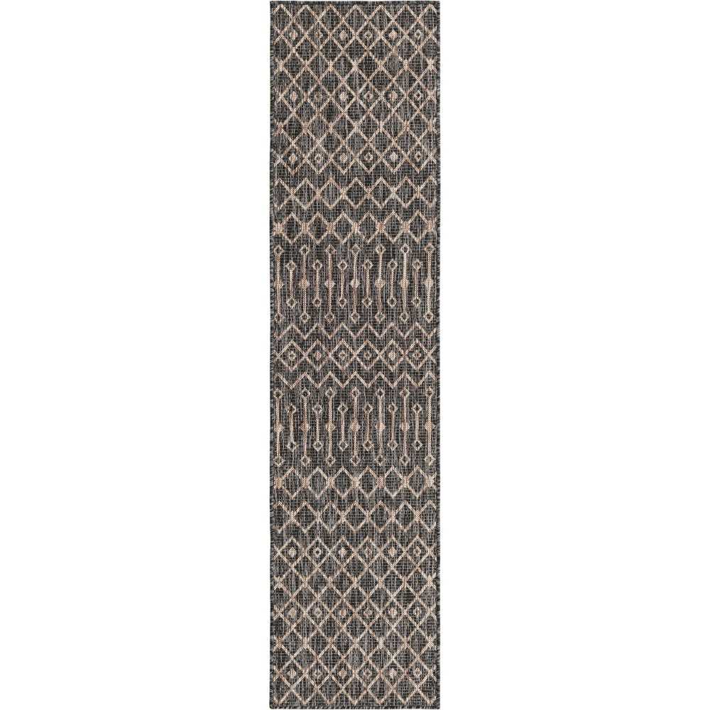 Rug Unique Loom Outdoor Trellis Charcoal Gray Runner 2' 0 x 8' 0