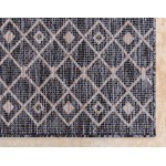 Rug Unique Loom Outdoor Trellis Charcoal Gray Runner 2' 0 x 8' 0