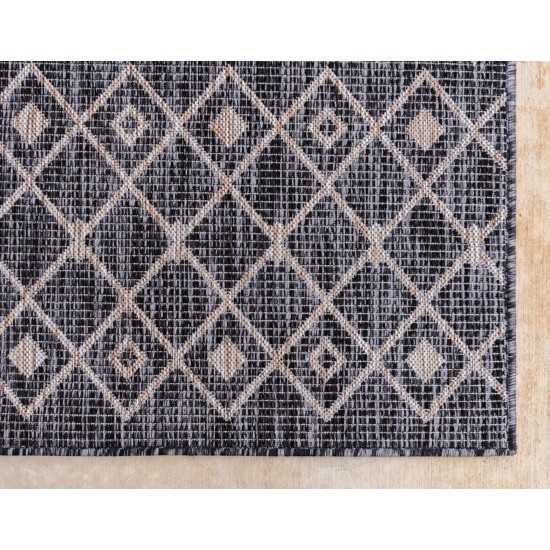 Rug Unique Loom Outdoor Trellis Charcoal Gray Runner 2' 0 x 8' 0