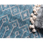 Rug Unique Loom Outdoor Trellis Teal Runner 2' 0 x 8' 0