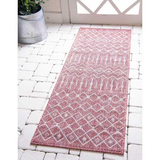 Rug Unique Loom Outdoor Trellis Rust Red Runner 2' 0 x 8' 0