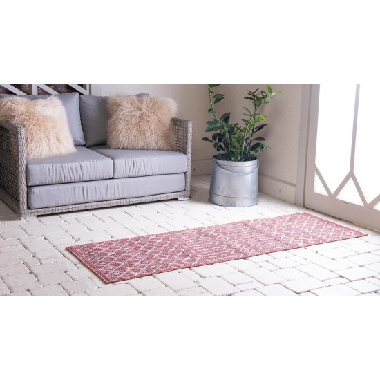Rug Unique Loom Outdoor Trellis Rust Red Runner 2' 0 x 8' 0