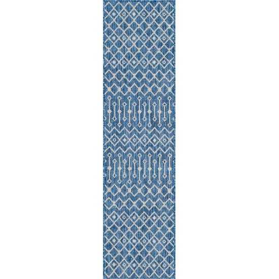 Rug Unique Loom Outdoor Trellis Blue Runner 2' 0 x 8' 0