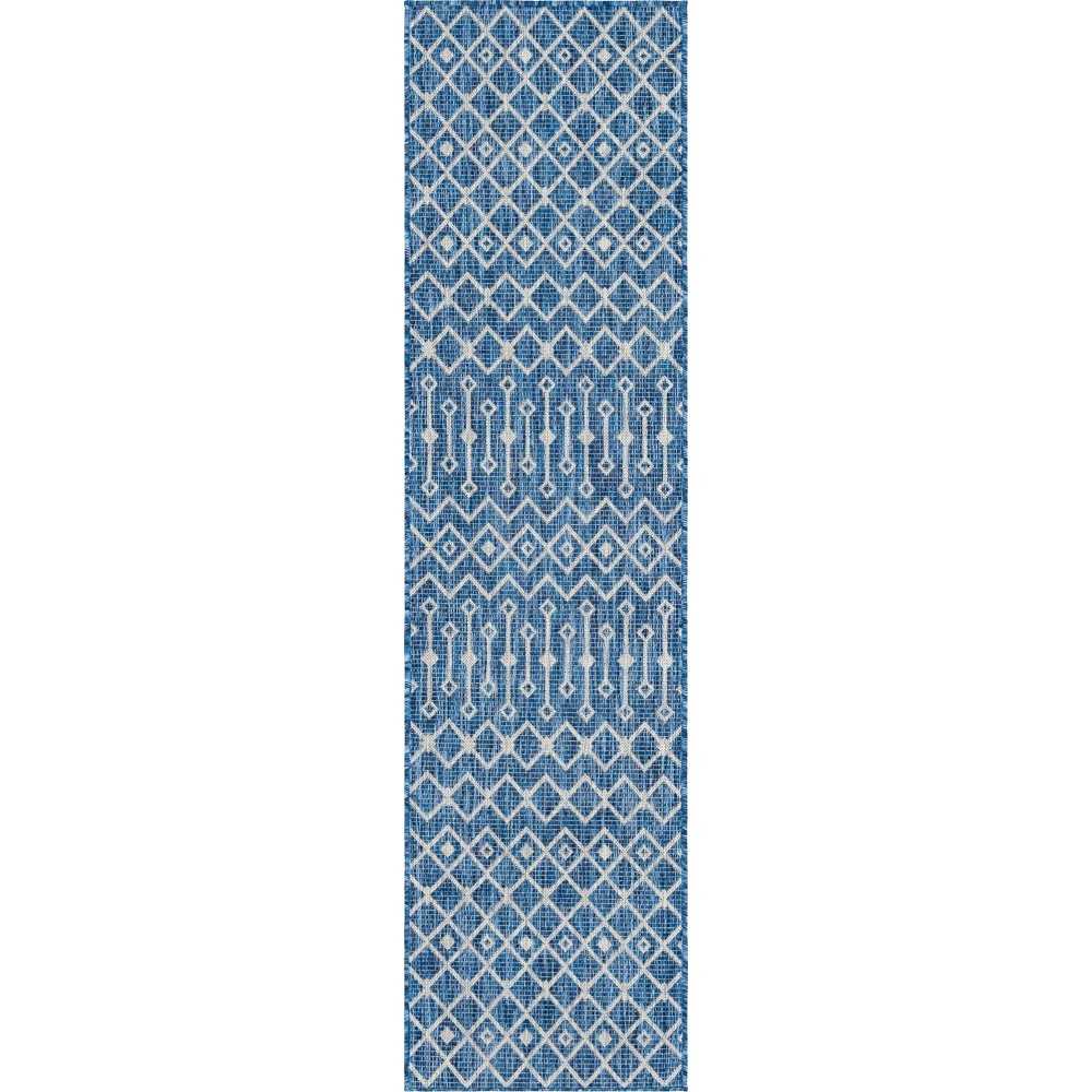 Rug Unique Loom Outdoor Trellis Blue Runner 2' 0 x 8' 0