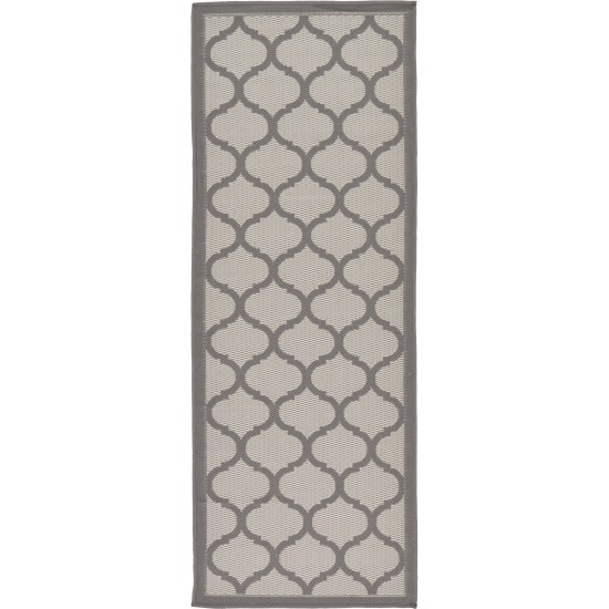 Rug Unique Loom Outdoor Trellis Gray Runner 2' 2 x 6' 0