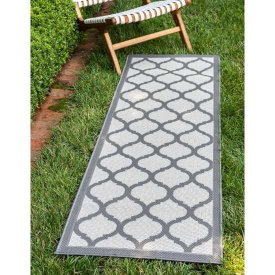 Rug Unique Loom Outdoor Trellis Gray Runner 2' 2 x 6' 0