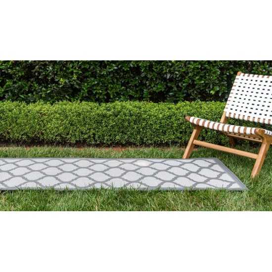 Rug Unique Loom Outdoor Trellis Gray Runner 2' 2 x 6' 0