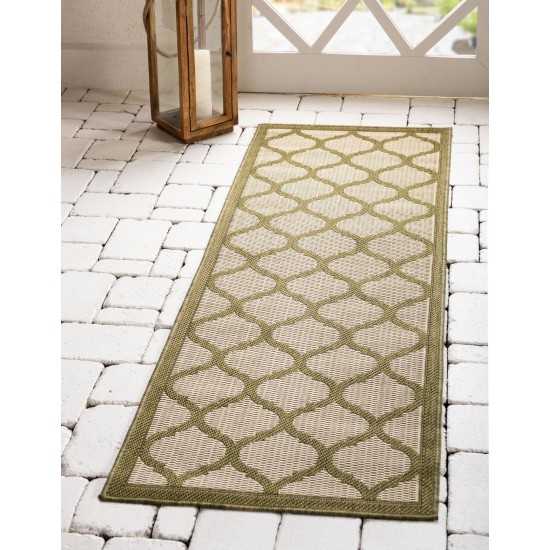 Rug Unique Loom Outdoor Trellis Olive Runner 2' 2 x 6' 0