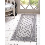 Rug Unique Loom Outdoor Trellis Gray Runner 2' 2 x 6' 0