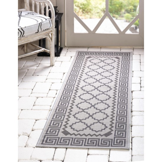 Rug Unique Loom Outdoor Trellis Gray Runner 2' 2 x 6' 0