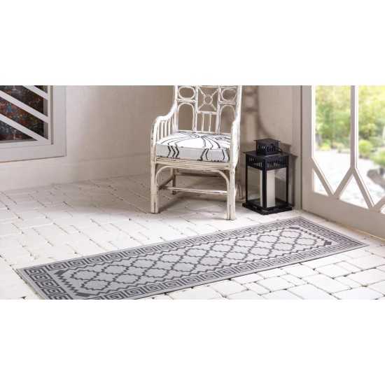 Rug Unique Loom Outdoor Trellis Gray Runner 2' 2 x 6' 0