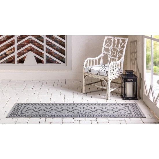 Rug Unique Loom Outdoor Trellis Gray Runner 2' 2 x 6' 0