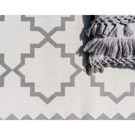 Rug Unique Loom Outdoor Trellis Gray Runner 2' 2 x 6' 0