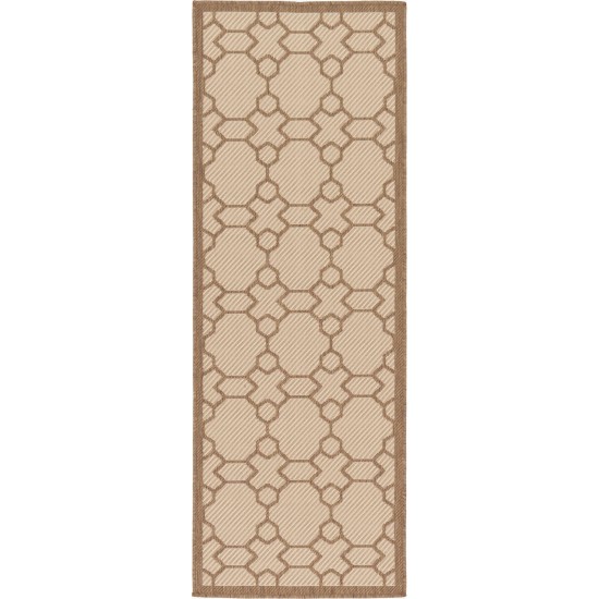 Rug Unique Loom Outdoor Trellis Beige Runner 2' 2 x 6' 0