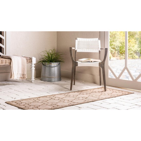 Rug Unique Loom Outdoor Trellis Beige Runner 2' 2 x 6' 0