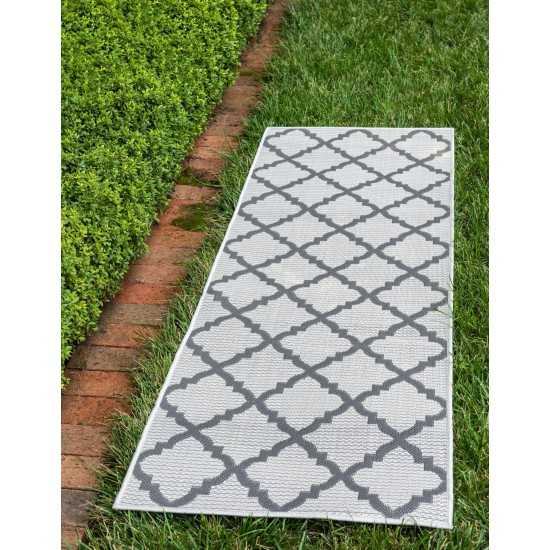 Rug Unique Loom Outdoor Trellis Gray Runner 2' 2 x 6' 0