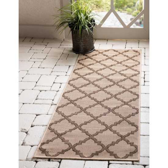 Rug Unique Loom Outdoor Trellis Beige Runner 2' 2 x 6' 0