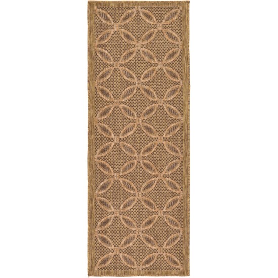 Rug Unique Loom Outdoor Trellis Light Brown Runner 2' 2 x 6' 0