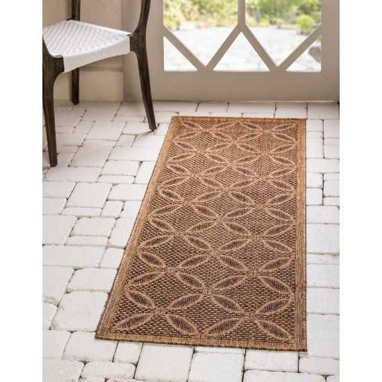 Rug Unique Loom Outdoor Trellis Light Brown Runner 2' 2 x 6' 0