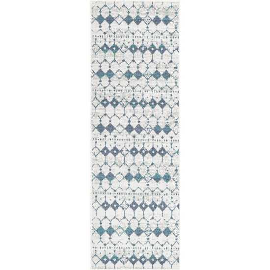 Rug Unique Loom Outdoor Trellis Ivory/Blue Runner 2' 0 x 6' 0