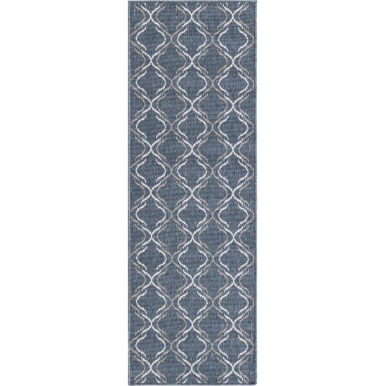 Rug Unique Loom Outdoor Trellis Navy Blue Runner 2' 0 x 6' 0